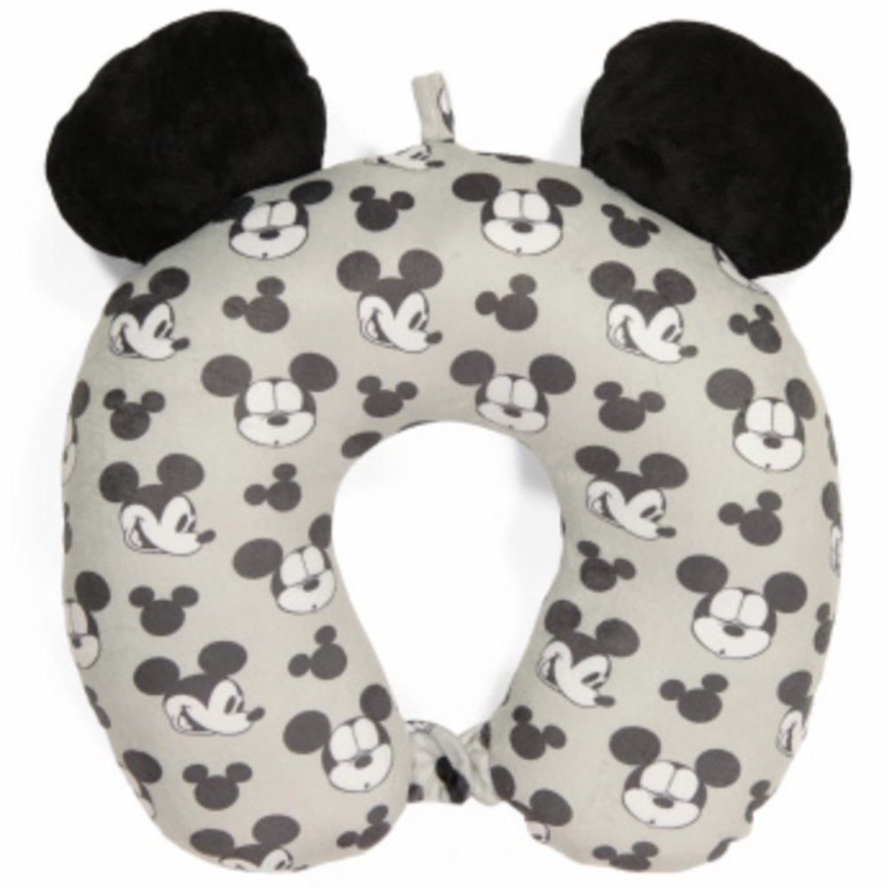 Walt Disney Mickey Mouse Gray & Black Travel Neck Pillow Airplane, Car, …